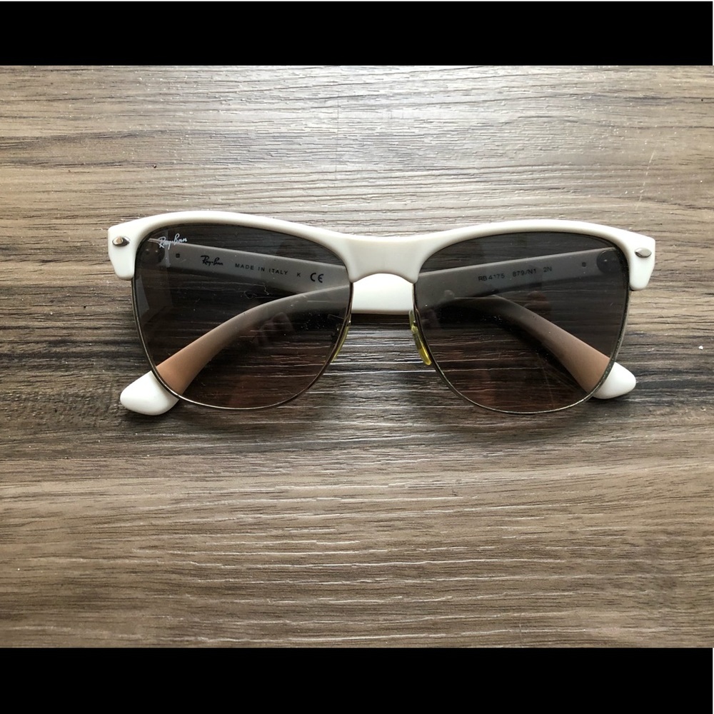 White and silver ray bans